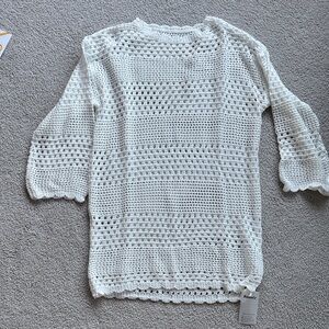 Chic White Crochet Swim coverup